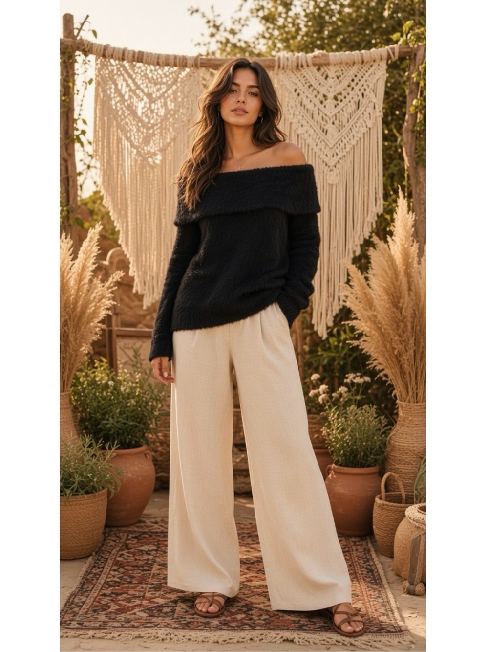 Kensie Black Off-the-Shoulder Plush Knit Sweater